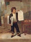 James H. Cafferty Newsboy Selling New-York France oil painting artist
